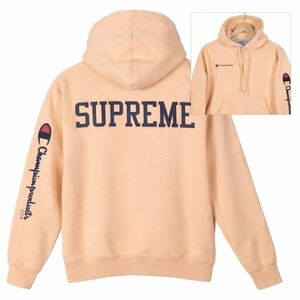 Supreme x Champion Hoodie Small Peach Heavyweight Back Logo Spellout Sweatshirt